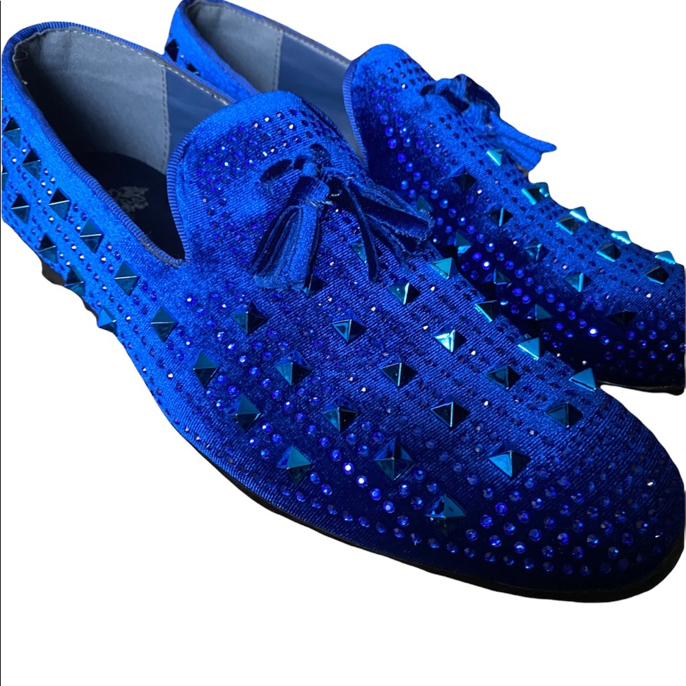 Royal Blue Loafers/Dress Shoes With Spikes size 8.5
